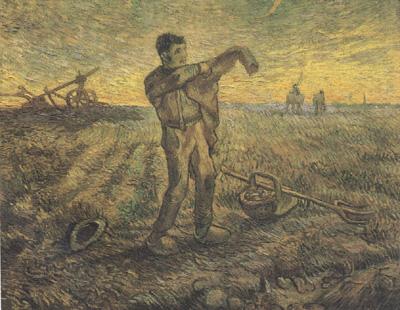 Vincent Van Gogh Evening:The End of the Day (nn04) Spain oil painting art